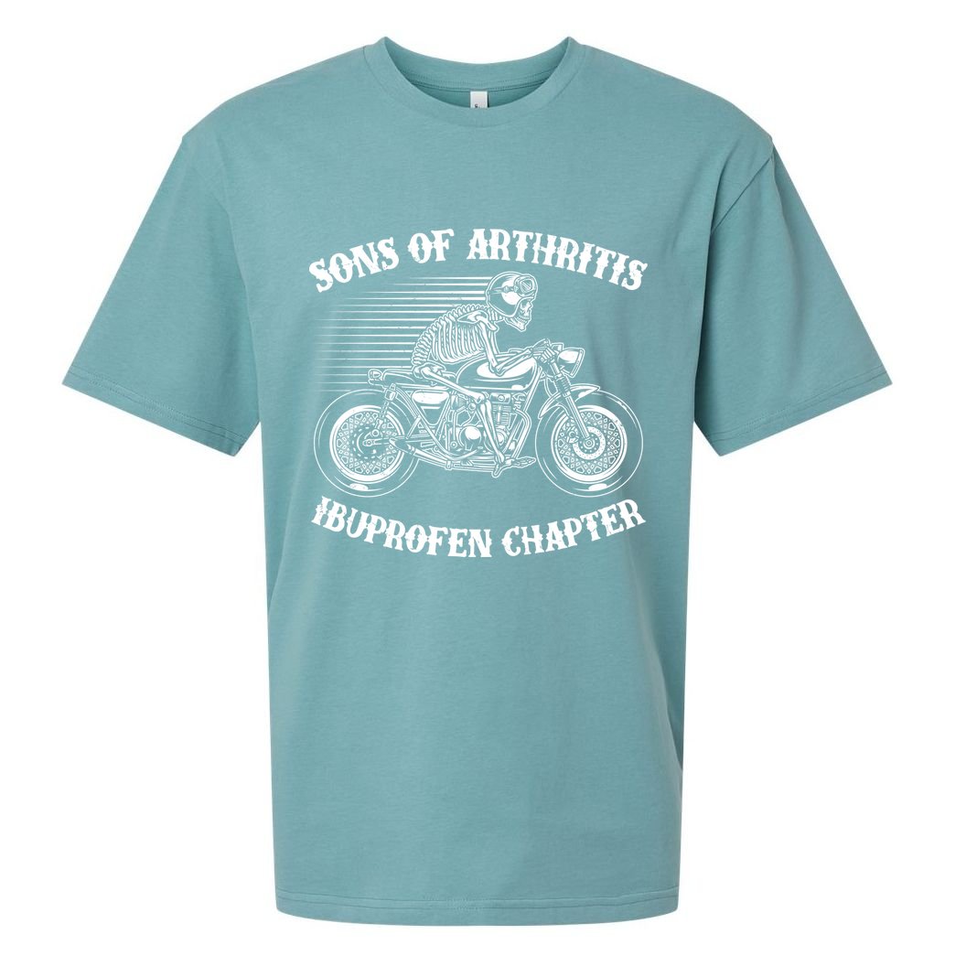 Funny Sons Of Arthritis Ibuprofen Chapter Skeleton Motorcycle Sueded Cloud Jersey T-Shirt