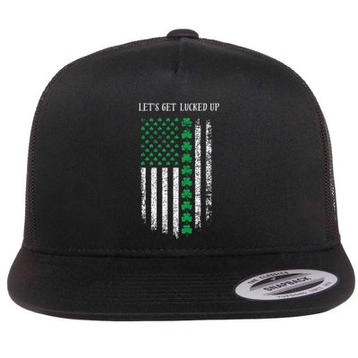 Fun St. PatrickS Day LetS Get Lucked Up Flag Casual .Png Flat Bill Trucker Hat
