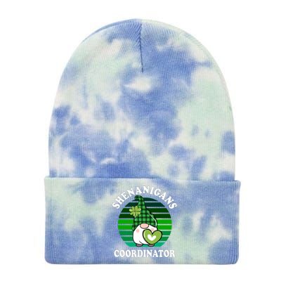 Funny St Patricks Day Shenanigans Coordinator Teacher Mom Gift Tie Dye 12in Knit Beanie