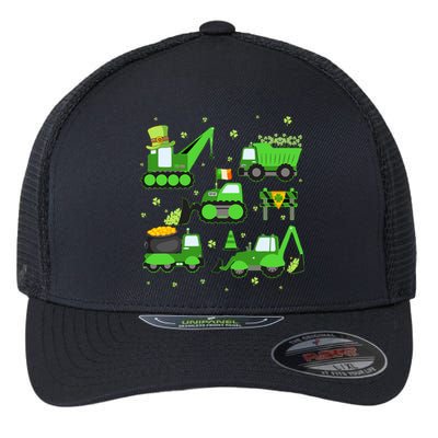 Funny St Patricks Day Crane Truck Construction Boy Flexfit Unipanel Trucker Cap