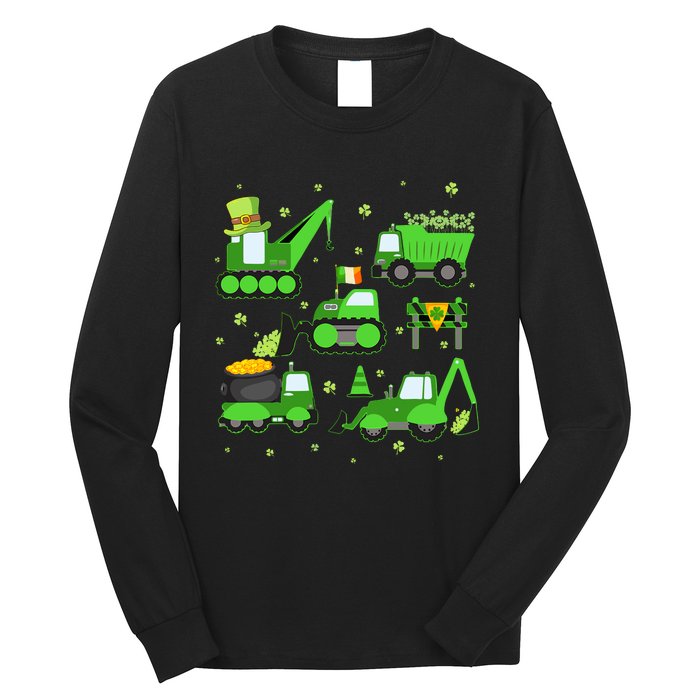 Funny St Patricks Day Crane Truck Construction Boy Long Sleeve Shirt