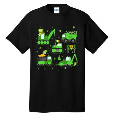 Funny St Patricks Day Crane Truck Construction Boy Tall T-Shirt