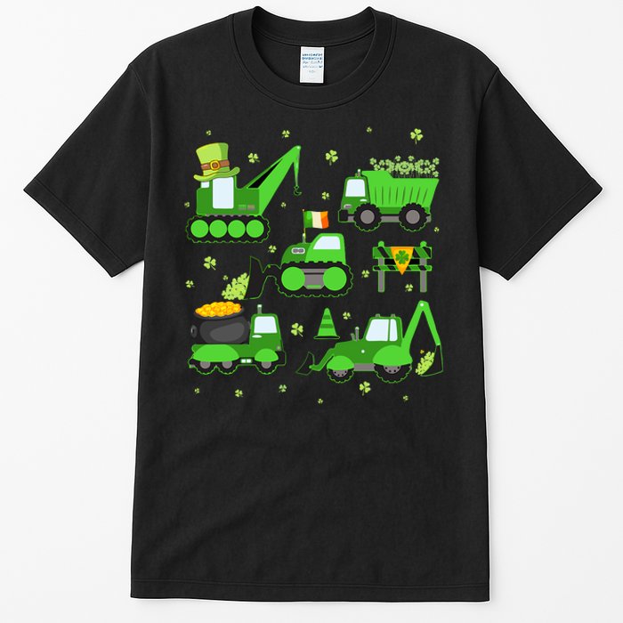 Funny St Patricks Day Crane Truck Construction Boy Tall T-Shirt