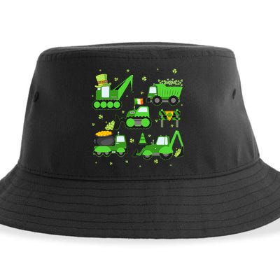 Funny St Patricks Day Crane Truck Construction Boy Sustainable Bucket Hat