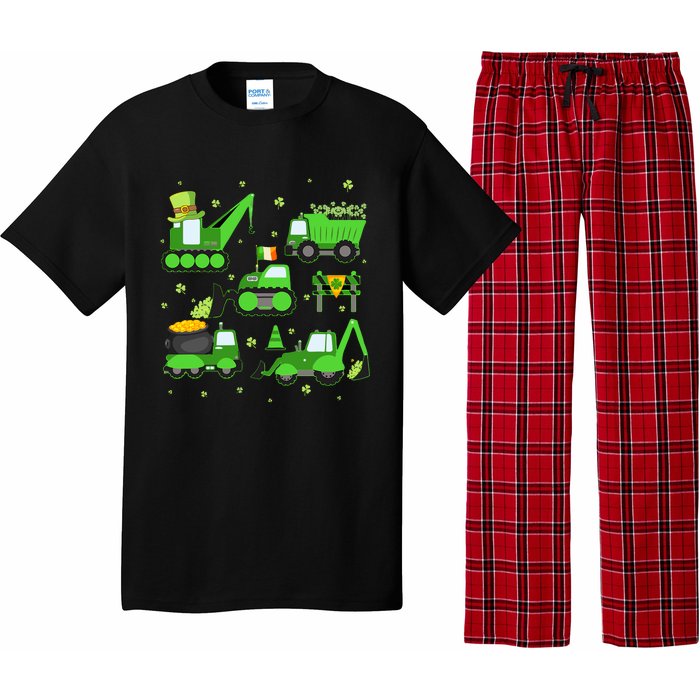 Funny St Patricks Day Crane Truck Construction Boy Pajama Set