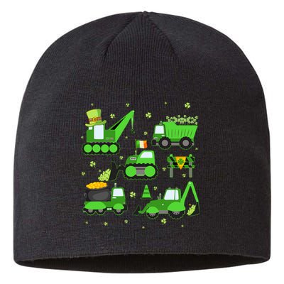 Funny St Patricks Day Crane Truck Construction Boy Sustainable Beanie