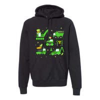 Funny St Patricks Day Crane Truck Construction Boy Premium Hoodie