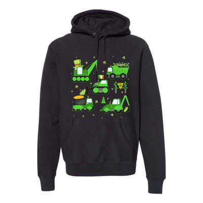 Funny St Patricks Day Crane Truck Construction Boy Premium Hoodie