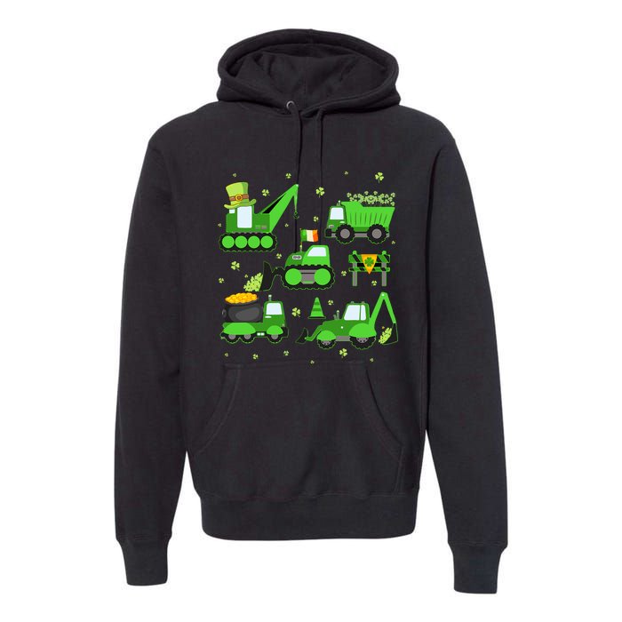 Funny St Patricks Day Crane Truck Construction Boy Premium Hoodie