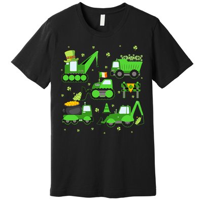 Funny St Patricks Day Crane Truck Construction Boy Premium T-Shirt