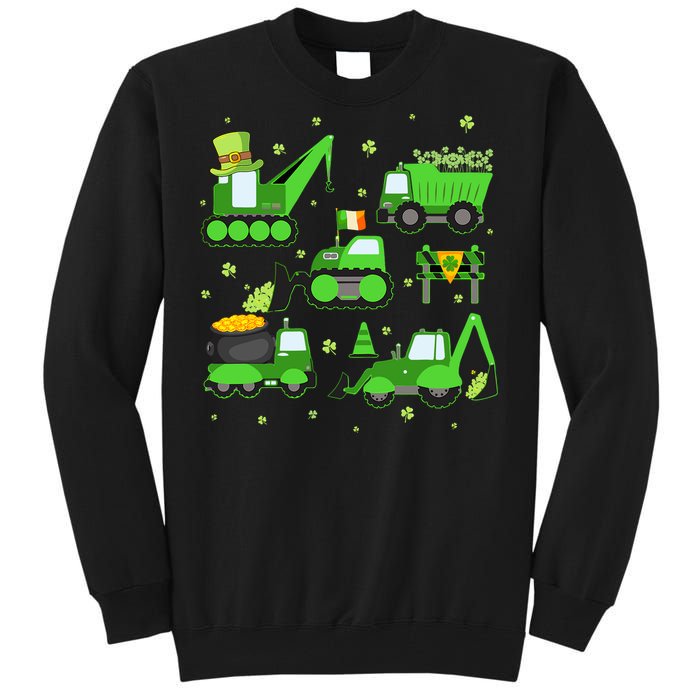 Funny St Patricks Day Crane Truck Construction Boy Tall Sweatshirt