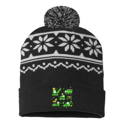 Funny St Patricks Day Crane Truck Construction Boy USA-Made Snowflake Beanie