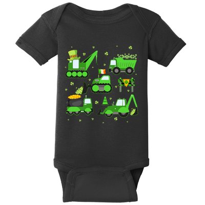 Funny St Patricks Day Crane Truck Construction Boy Baby Bodysuit