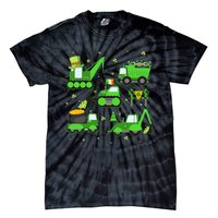 Funny St Patricks Day Crane Truck Construction Boy Tie-Dye T-Shirt