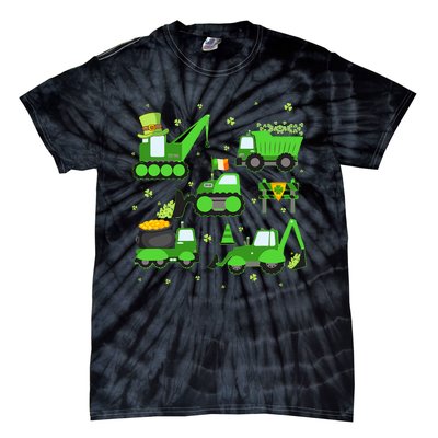 Funny St Patricks Day Crane Truck Construction Boy Tie-Dye T-Shirt