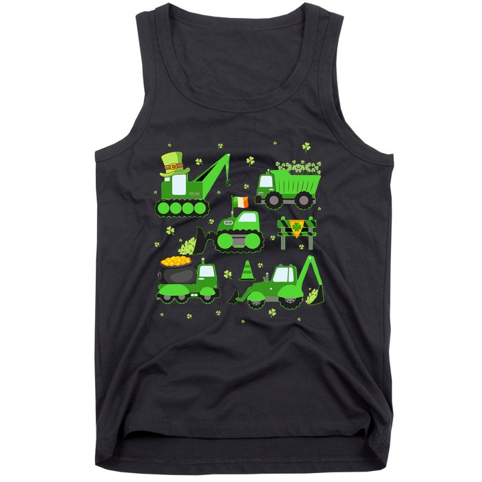 Funny St Patricks Day Crane Truck Construction Boy Tank Top