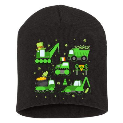 Funny St Patricks Day Crane Truck Construction Boy Short Acrylic Beanie