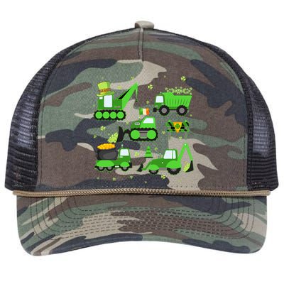 Funny St Patricks Day Crane Truck Construction Boy Retro Rope Trucker Hat Cap