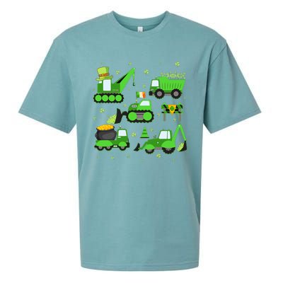 Funny St Patricks Day Crane Truck Construction Boy Sueded Cloud Jersey T-Shirt