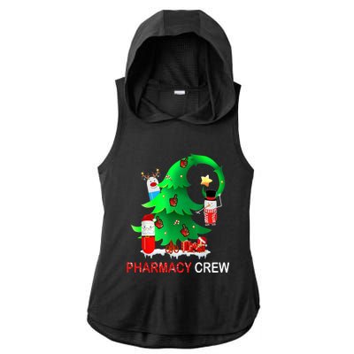 Funny Snow Pharmacy Crew Reindeer Santa Hat Christmas Gift Ladies PosiCharge Tri-Blend Wicking Draft Hoodie Tank