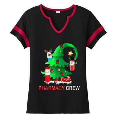 Funny Snow Pharmacy Crew Reindeer Santa Hat Christmas Gift Ladies Halftime Notch Neck Tee