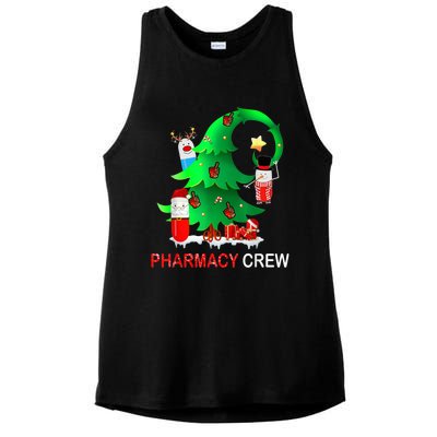 Funny Snow Pharmacy Crew Reindeer Santa Hat Christmas Gift Ladies PosiCharge Tri-Blend Wicking Tank