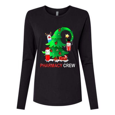 Funny Snow Pharmacy Crew Reindeer Santa Hat Christmas Gift Womens Cotton Relaxed Long Sleeve T-Shirt