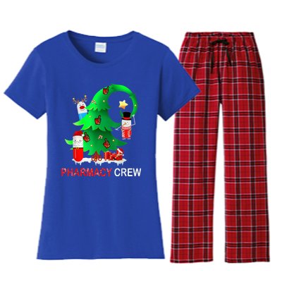 Funny Snow Pharmacy Crew Reindeer Santa Hat Christmas Gift Women's Flannel Pajama Set