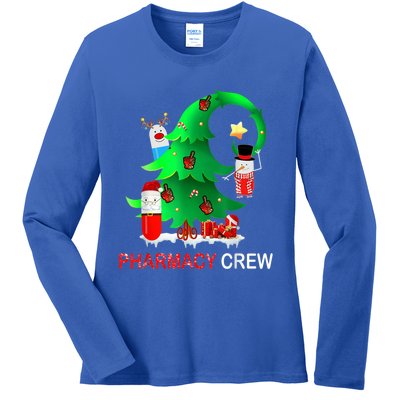 Funny Snow Pharmacy Crew Reindeer Santa Hat Christmas Gift Ladies Long Sleeve Shirt