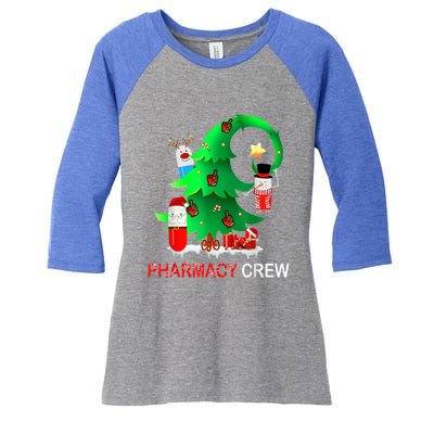 Funny Snow Pharmacy Crew Reindeer Santa Hat Christmas Gift Women's Tri-Blend 3/4-Sleeve Raglan Shirt