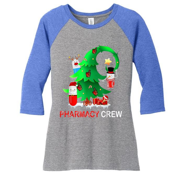 Funny Snow Pharmacy Crew Reindeer Santa Hat Christmas Gift Women's Tri-Blend 3/4-Sleeve Raglan Shirt