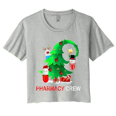 Funny Snow Pharmacy Crew Reindeer Santa Hat Christmas Gift Women's Crop Top Tee