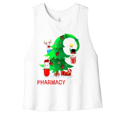 Funny Snow Pharmacy Crew Reindeer Santa Hat Christmas Gift Women's Racerback Cropped Tank