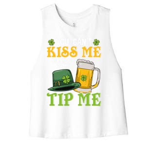 Funny St Patricks Day Gift For Bartender Gift Women's Racerback Cropped Tank