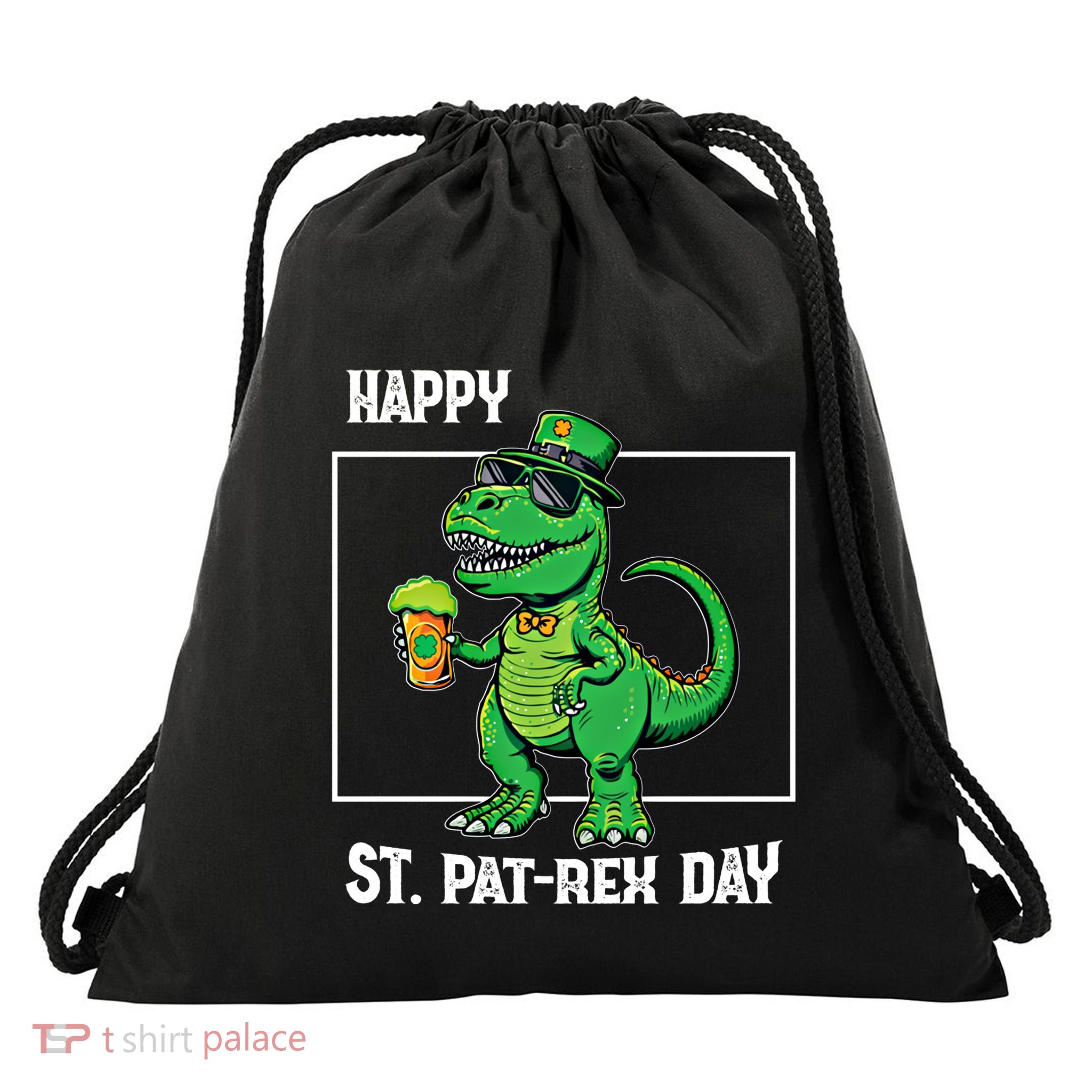 Funny Saint Patrick Beer Rex Design Happy St Patrex Day Meaningful Gift Drawstring Bag