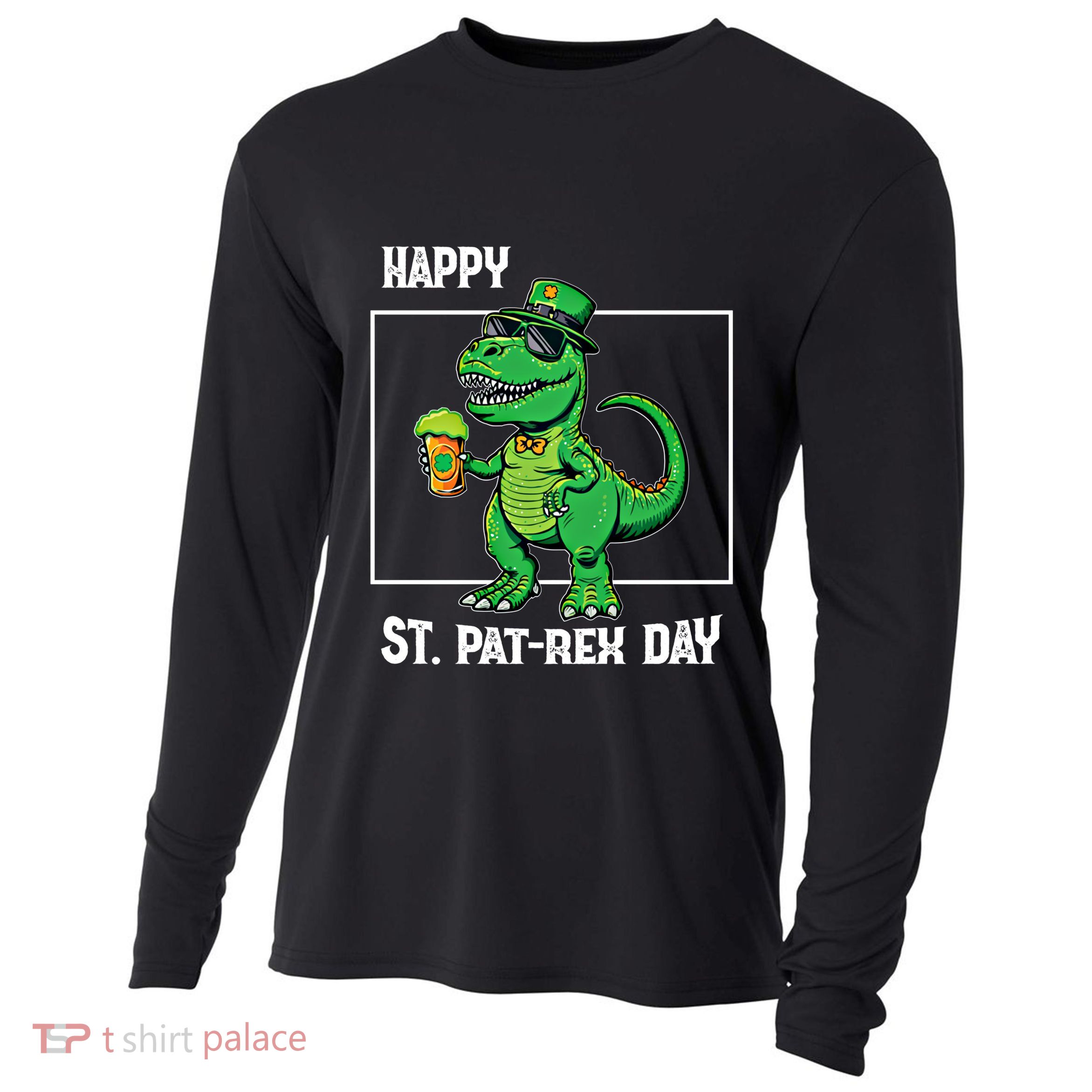Funny Saint Patrick Beer Rex Design Happy St Patrex Day Meaningful Gift Cooling Performance Long Sleeve Crew