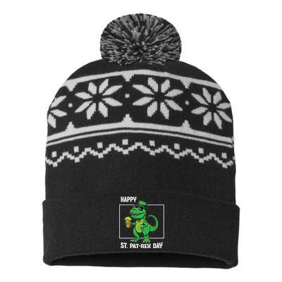 Funny Saint Patrick Beer Rex Design Happy St Patrex Day Meaningful Gift USA-Made Snowflake Beanie