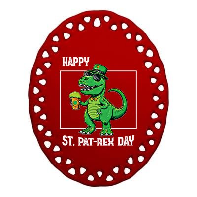 Funny Saint Patrick Beer Rex Design Happy St Patrex Day Meaningful Gift Ceramic Oval Ornament