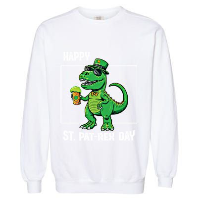 Funny Saint Patrick Beer Rex Design Happy St Patrex Day Meaningful Gift Garment-Dyed Sweatshirt