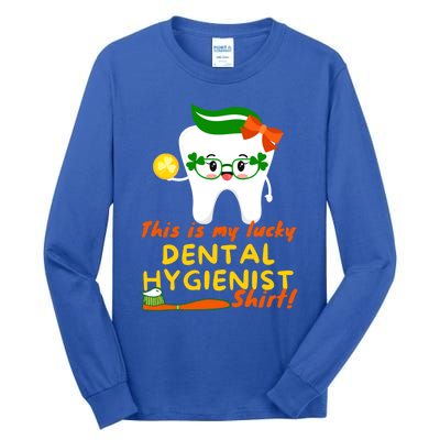 Funny St Patrick's Day Dental Hygienist Dentist Lucky Tooth Gift Tall Long Sleeve T-Shirt