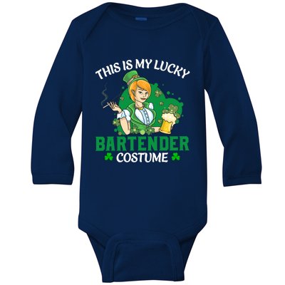 Funny St Patrick's Day This Is My Lucky Bartender Costume Gift Baby Long Sleeve Bodysuit