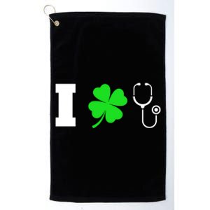 Funny St Patricks Day Nurse Design Gift I Love Nursing Gift Platinum Collection Golf Towel