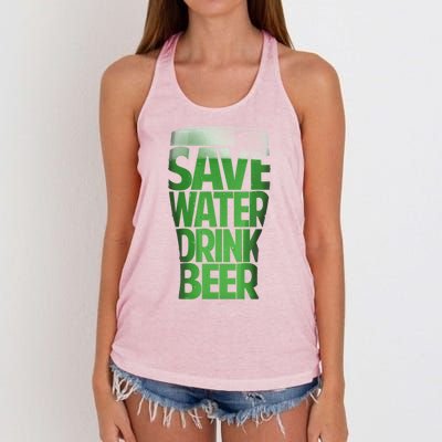 Funny St Patricks Day Save Water Drink Green Beer Irish Gift Women's Knotted Racerback Tank