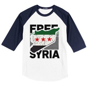 Free Syria Patriotic Syrian Flag Baseball Sleeve Shirt