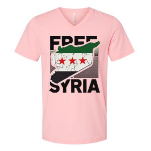 Free Syria Patriotic Syrian Flag V-Neck T-Shirt