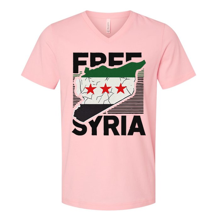 Free Syria Patriotic Syrian Flag V-Neck T-Shirt