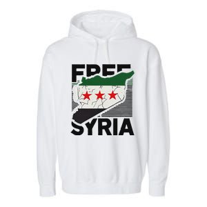 Free Syria Patriotic Syrian Flag Garment-Dyed Fleece Hoodie