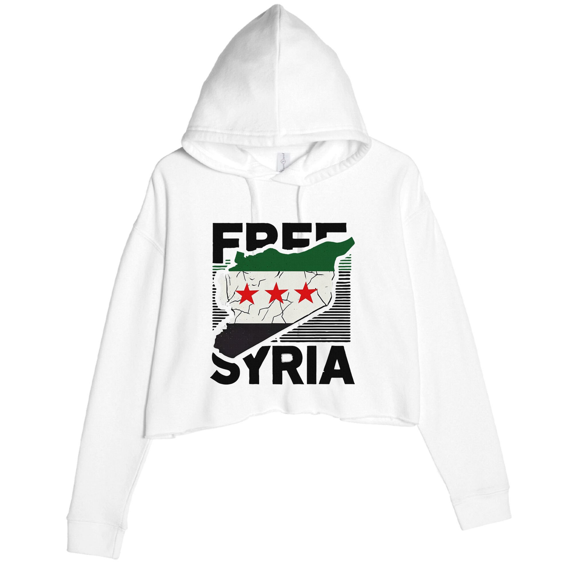 Free Syria Patriotic Syrian Flag Crop Fleece Hoodie