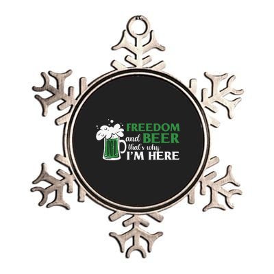 Funny St Patricks Day Freedom And Beer Thats Why Im Here Metallic Star Ornament