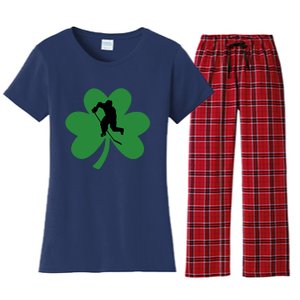 Funny St. Patricks Day Hockey Player Gift Women's Flannel Pajama Set